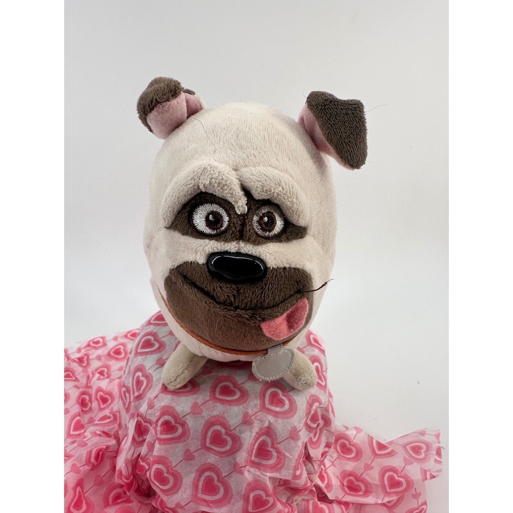 The Secret Life‎ of Pets Mel Plush Pug Dog Stuffed Animal Brown Collar